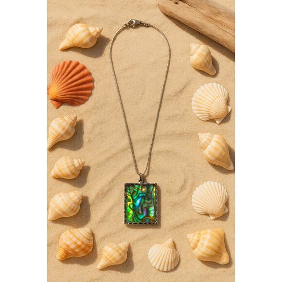 Beautiful Abalone Pendant on Silver Chain - Picture 1 of 4